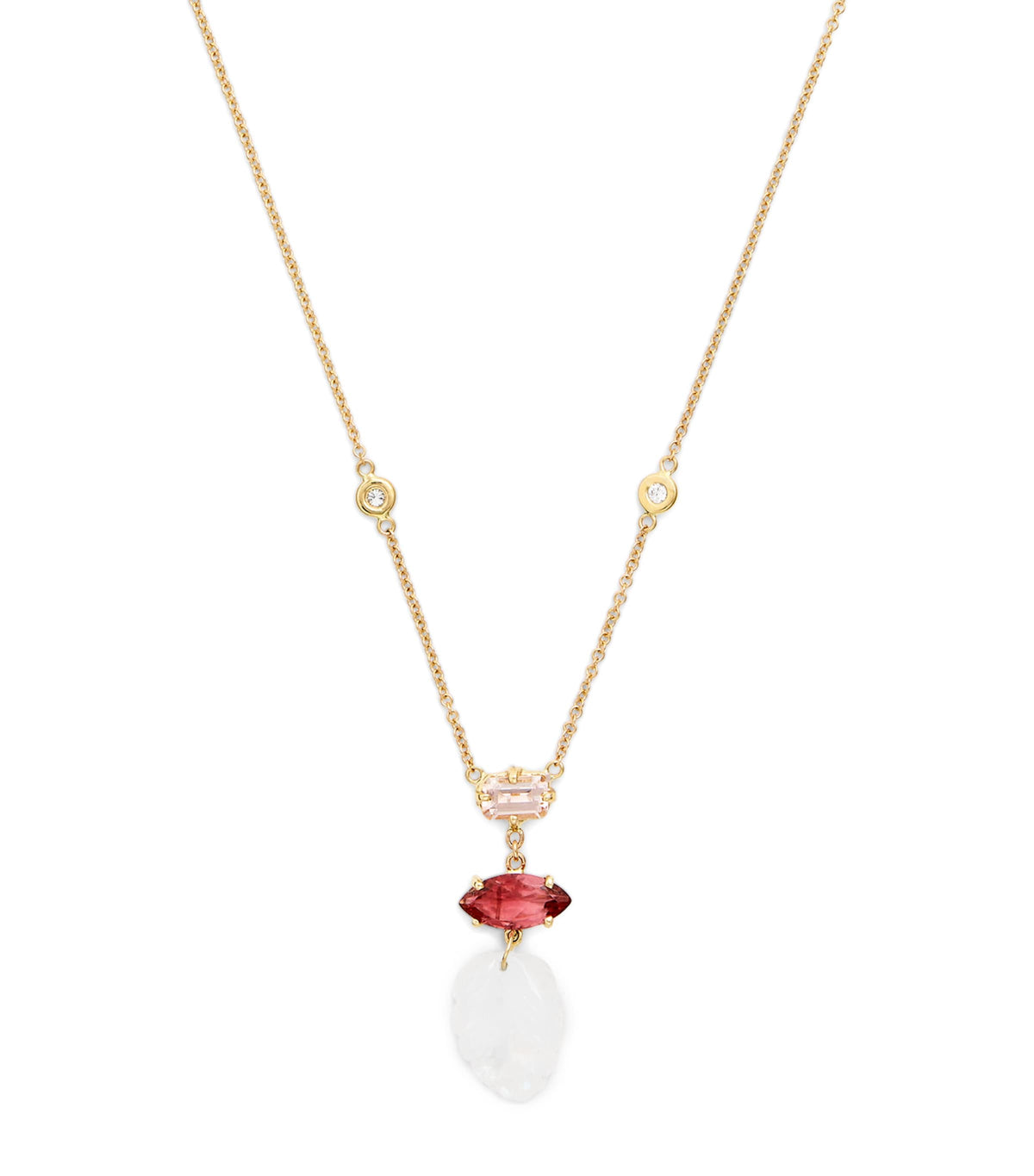 Yellow Gold and Tourmaline Triple Step Necklace