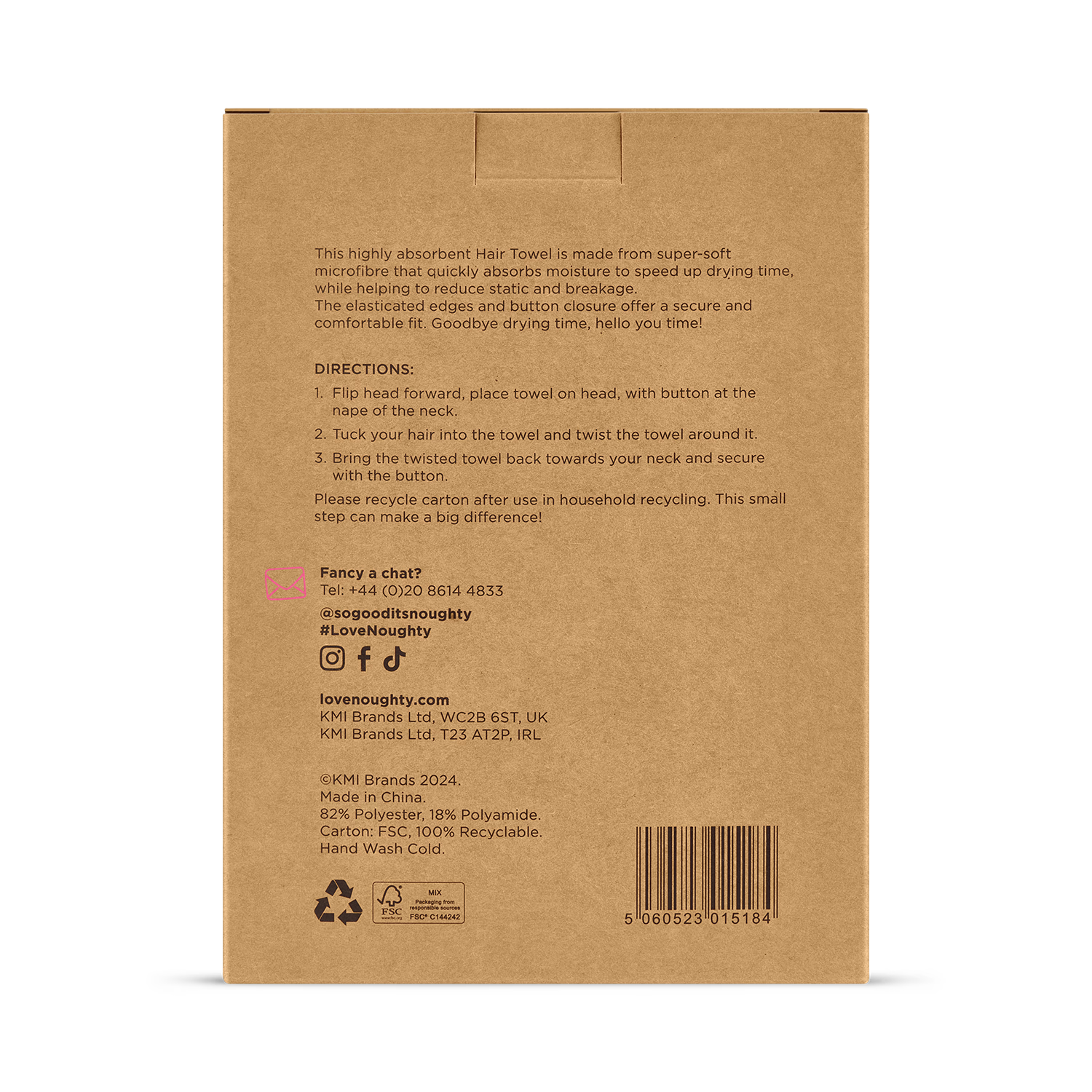 Noughty hair towel wrap hot pink (British brand)