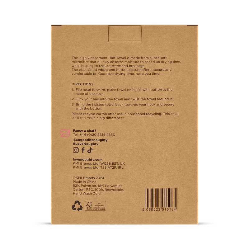 Noughty hair towel wrap hot pink (British brand)