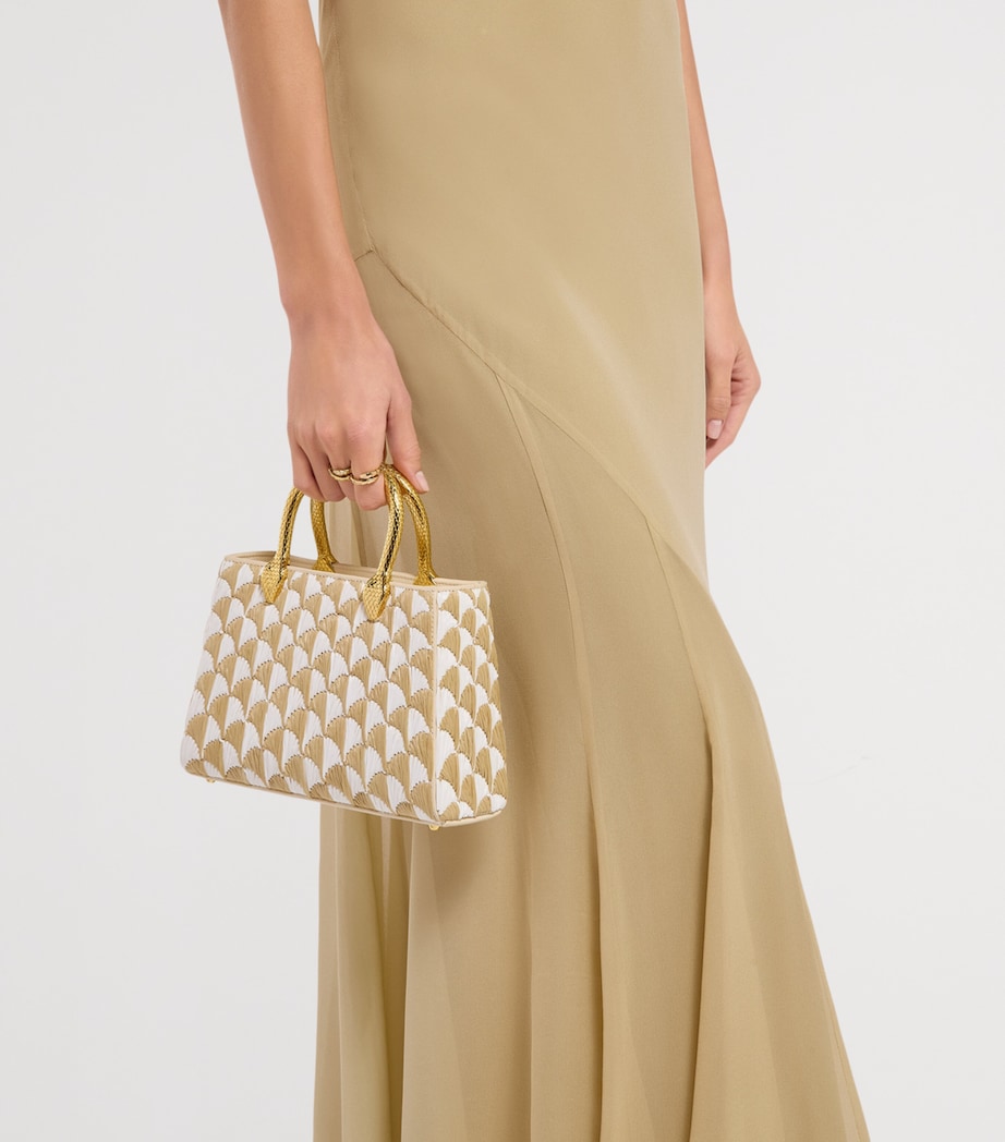 Bvlgari Serpentine Duo raffia top-handle bag (British brand)