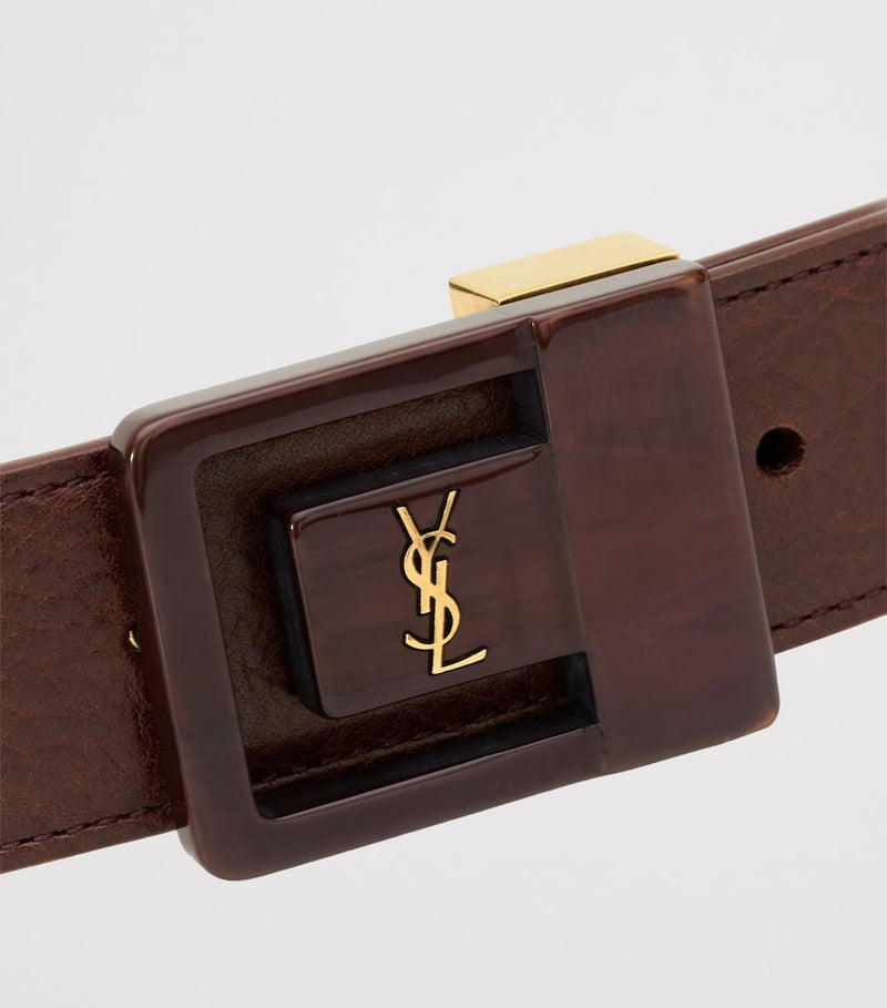 Saint Laurent calfskin boucle belt Cassandre logo 3cm, imported from the UK