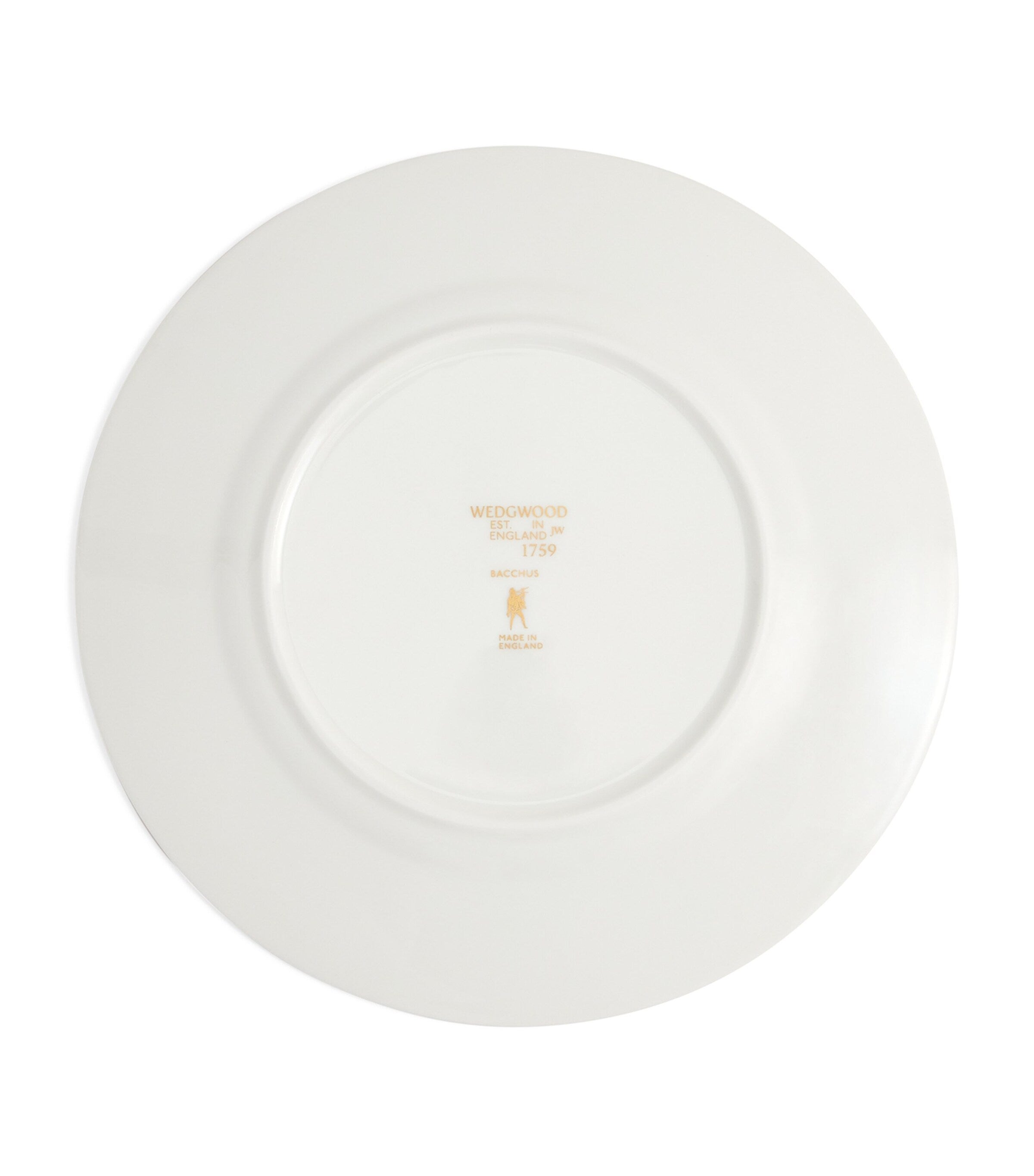 Wedgwood set of two Bacchus plates with gold detailing, 20.6cm diameter (British brand)
