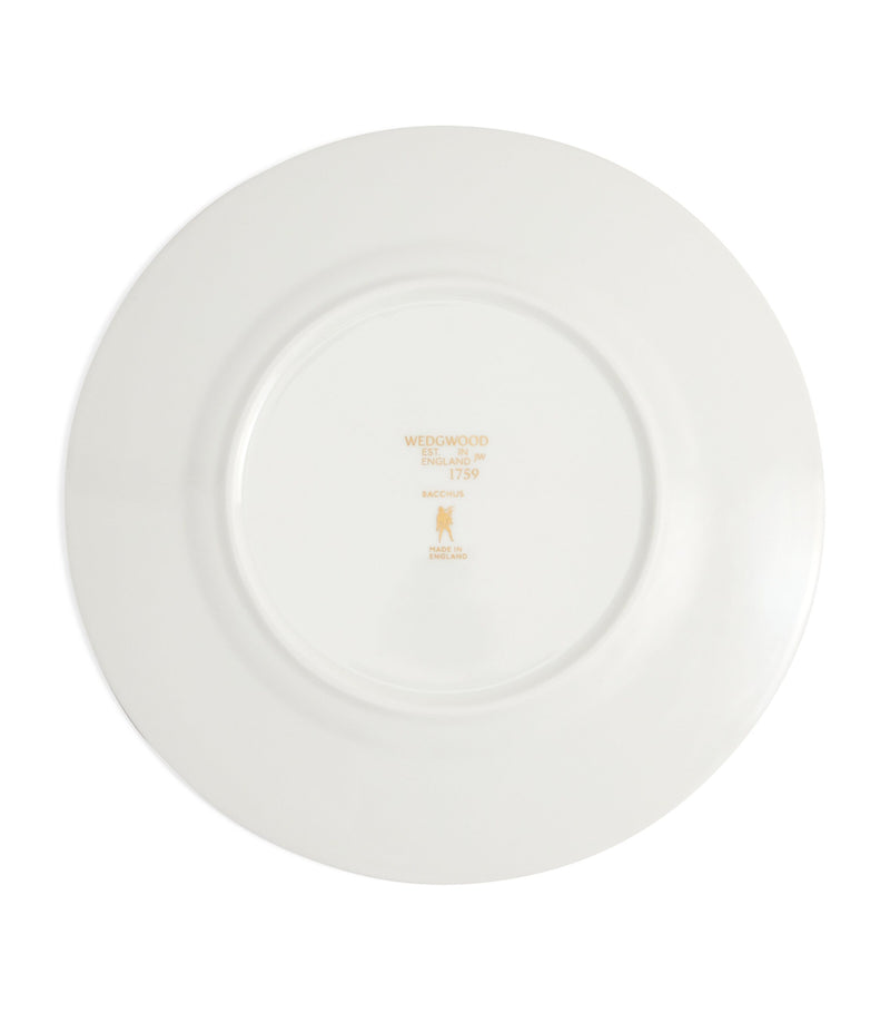 Wedgwood set of two Bacchus plates with gold detailing, 20.6cm diameter (British brand)