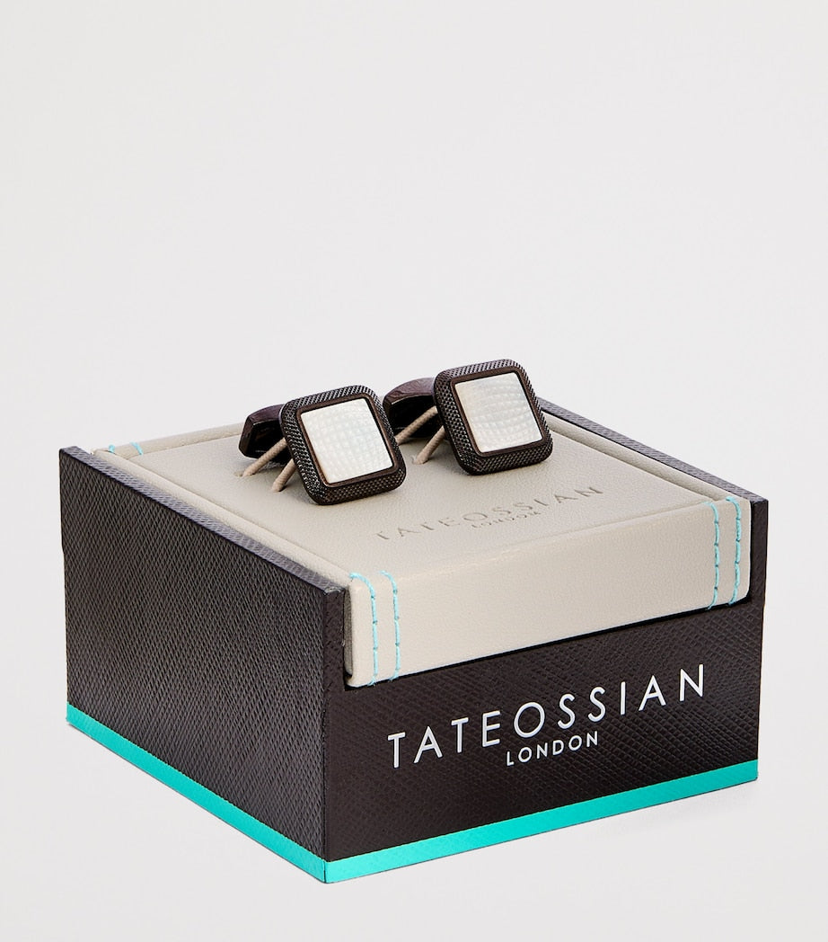 Tateossian Spazio square mother-of-pearl cufflinks - British product