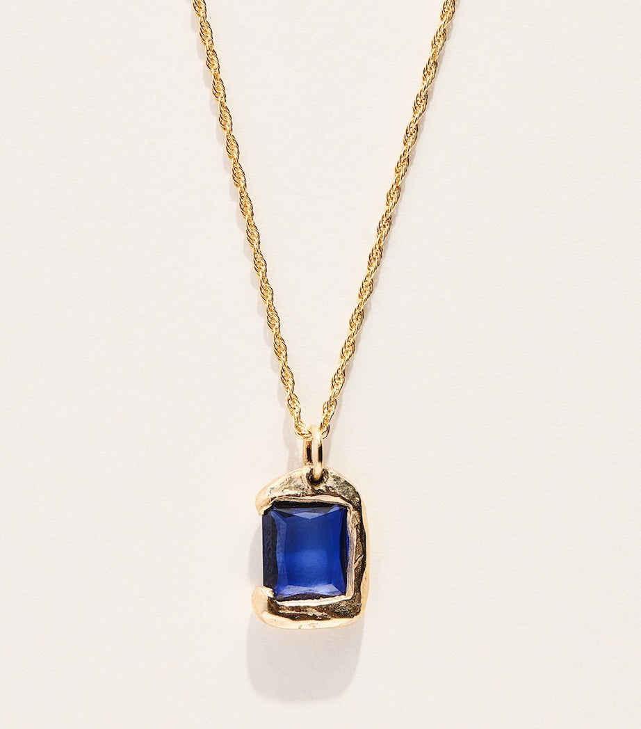Bleue Burnham yellow gold sapphire pendant necklace, imported from the UK