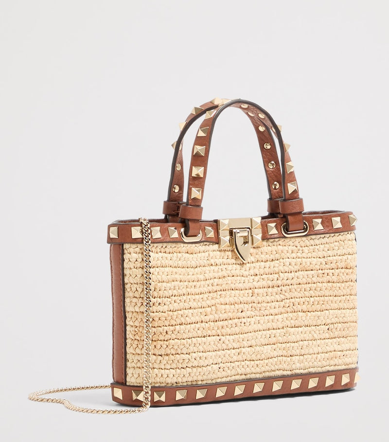 Valentino Garavani Mini Straw Rockstud handbag, imported from the UK