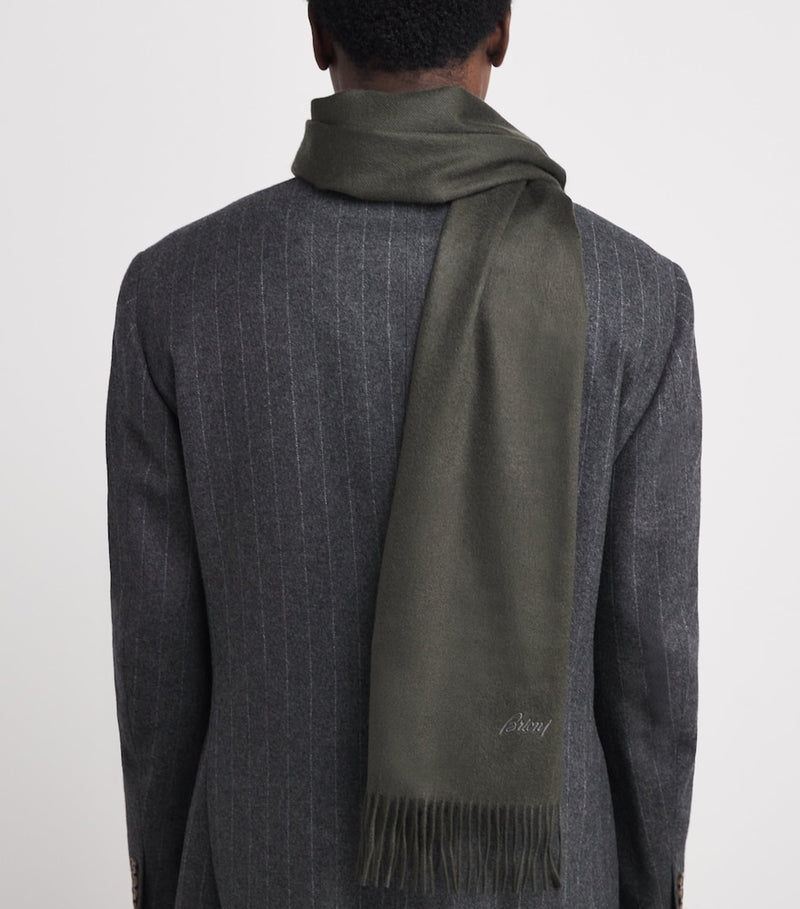 Brioni cashmere fringed scarf (British brand)
