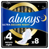 Always Ultra Sanitary Towels Secure Night Wings Size 4 Pads x8 GOODS Sainsburys   