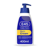 E45 Rich 24H Fast Absorbing Moisturiser Cream for dry skin Pump   400ml