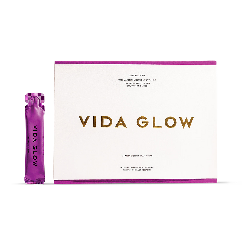 Vida Glow Collagen Liquid Advance food supplement 15 sachets, imported from the UK