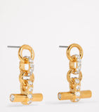 Tilly Sveaas gold-plated crystal T-bar earrings, UK version