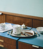 Royal Copenhagen porcelain green fluted plain high-handle cup, imported from the UK