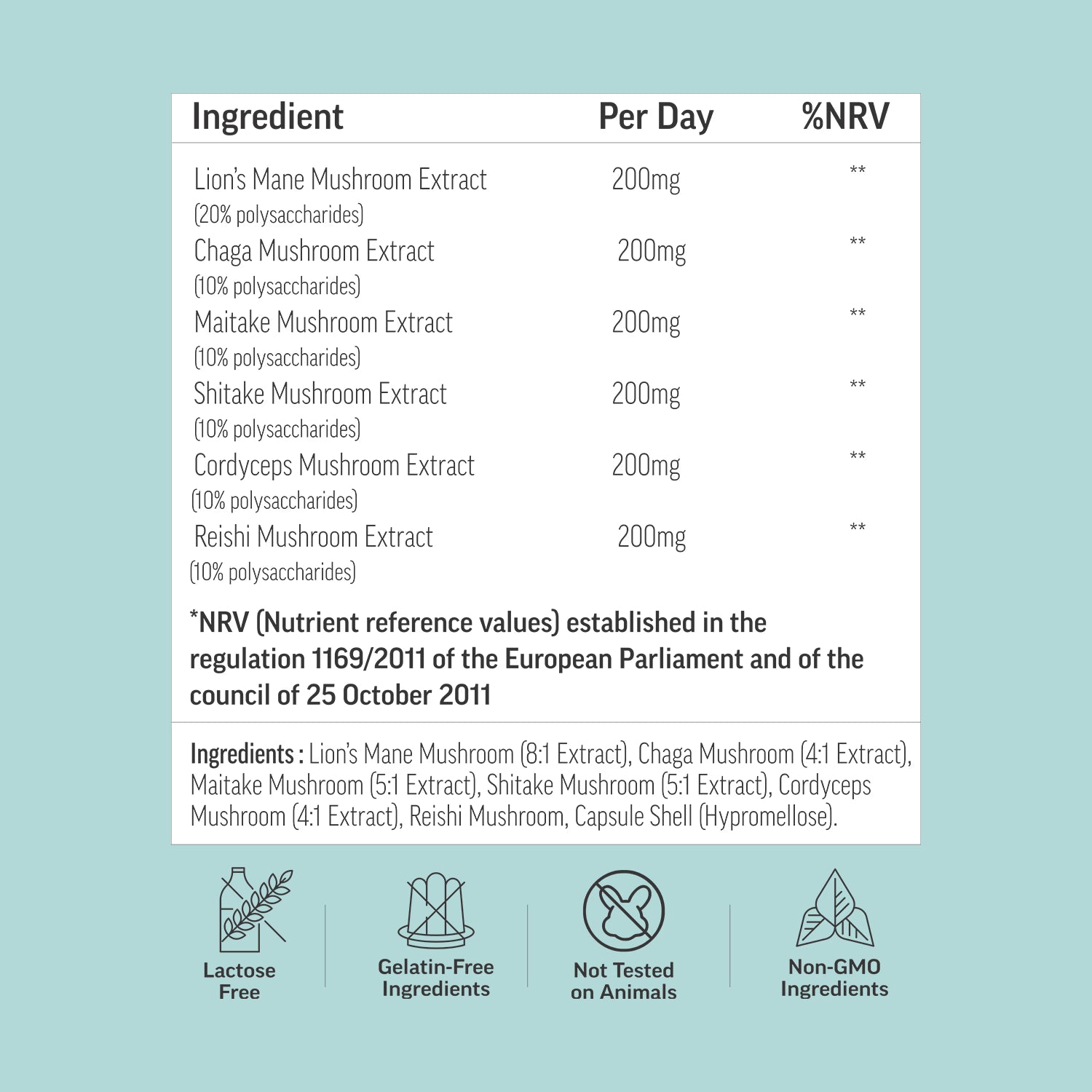 Bionutrica BioCuria mushroom complex 120 capsules, UK version