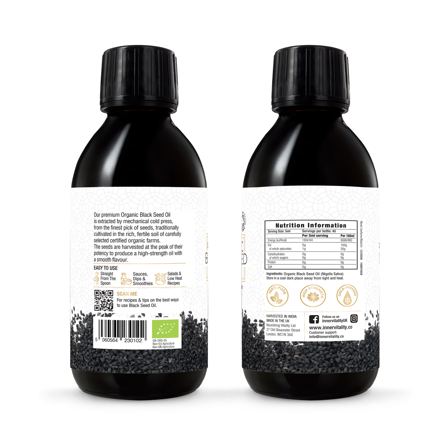 Inner Vitality organic black seed oil 200 ml (British brand)