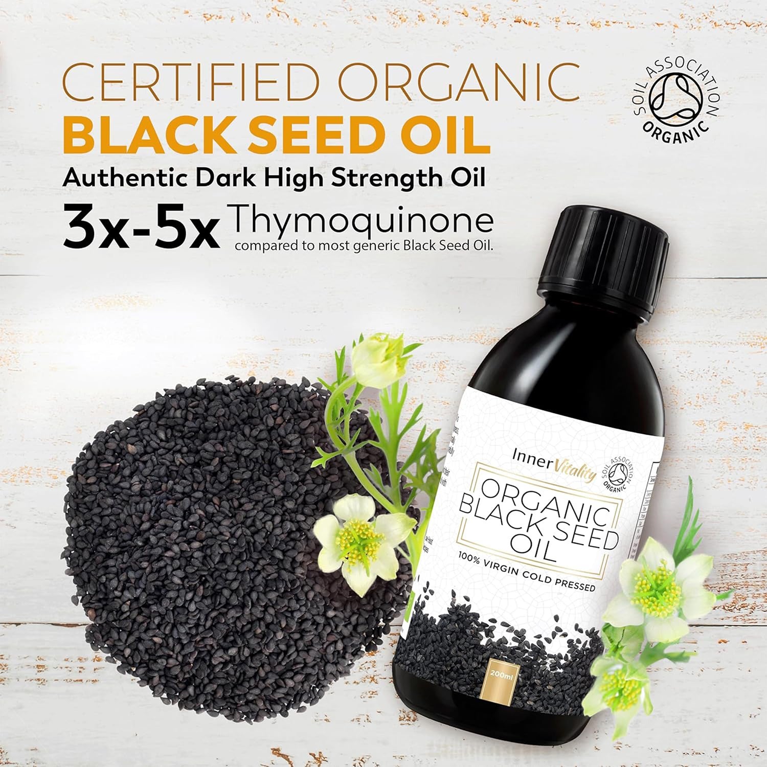 Inner Vitality organic black seed oil 200 ml (British brand)