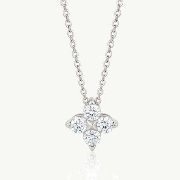 MUCHV moissanite flower pendant necklace with 40cm chain (British brand)