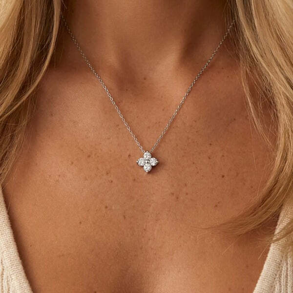 MUCHV moissanite flower pendant necklace with 40cm chain (British brand)