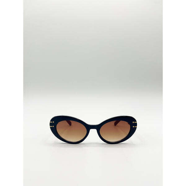 SVNX oval cat-eye sunglasses in navy burg, imported from the UK