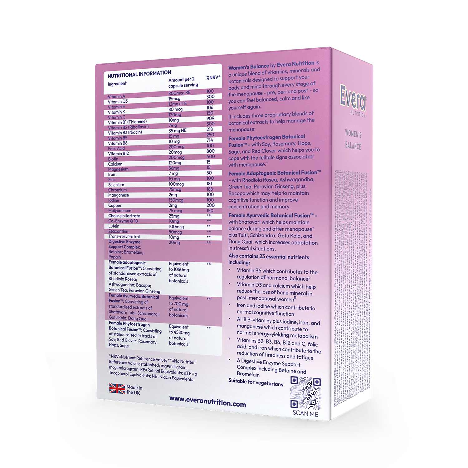 Evera Nutrition Women's Balance 60 capsules, imported from the UK