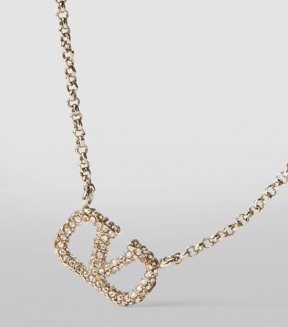 Valentino Garavani crystal VLogo necklace - British product