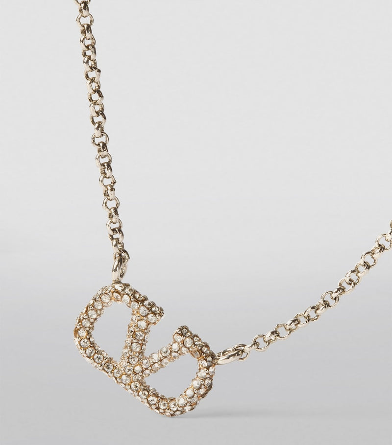 Valentino Garavani crystal VLogo necklace - British product