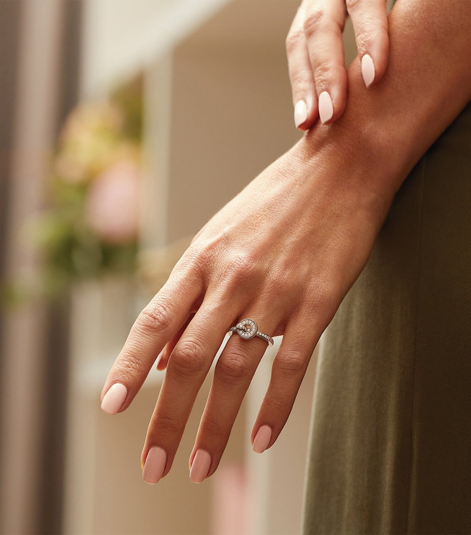 Boodles white gold diamond Roulette flip ring, imported from the UK