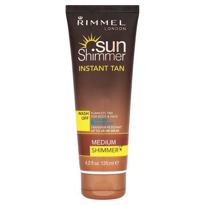 Superdrug Rimmel Sunshimmer Instant Tan Medium Shimmer Fake Tan 125ml- Buy online at McGrocer
