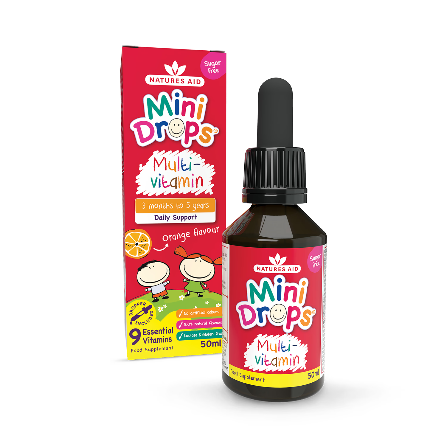 Nature's Aid Multivitamin Drops Orange 50ml, imported from the UK