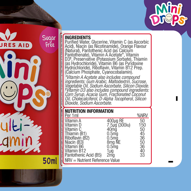 Nature's Aid Multivitamin Drops Orange 50ml, imported from the UK