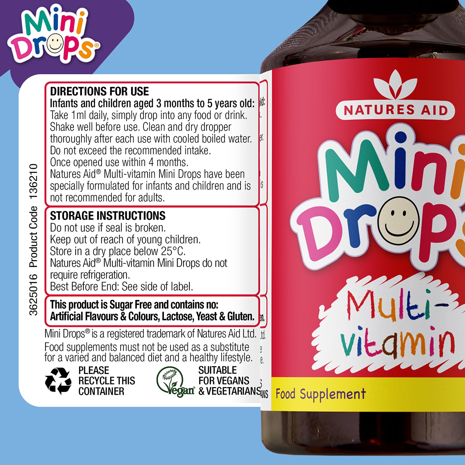 Nature's Aid Multivitamin Drops Orange 50ml, imported from the UK