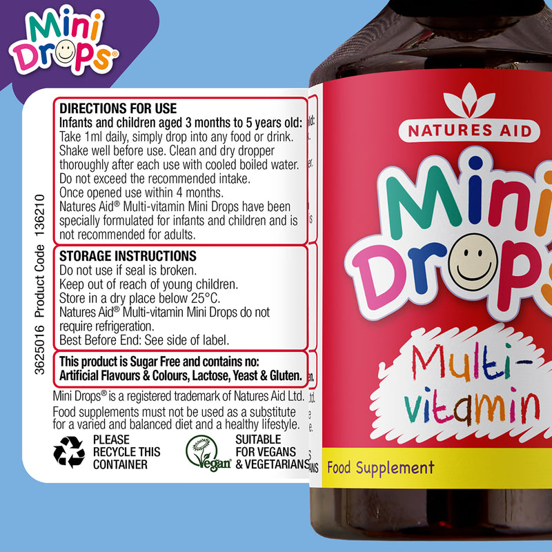 Nature's Aid Multivitamin Drops Orange 50ml, imported from the UK
