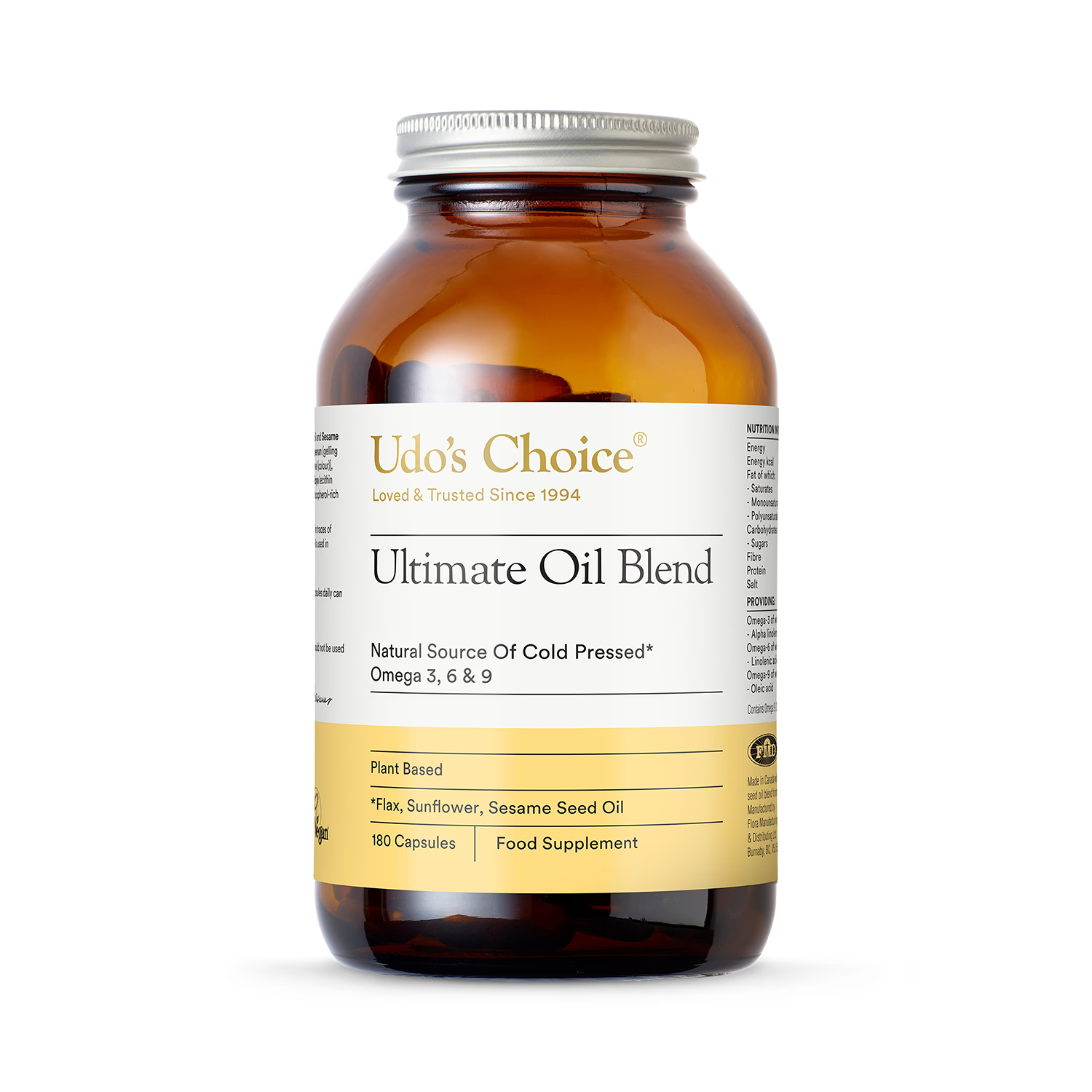 Udo's Choice Omega 3-6-9 Ultimate Oil Blend 180 capsules, UK version