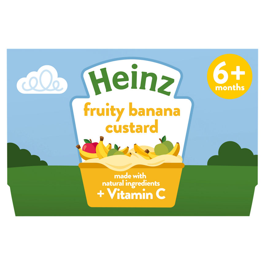 Heinz By Nature Fruity Banana Custard Baby Food Dessert Pots 6+ Months 4 x 100g GOODS ASDA   