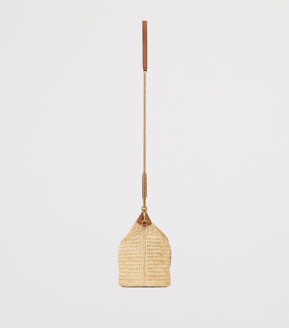 Saint Laurent raffia Gaby bucket bag with leather trims - British product
