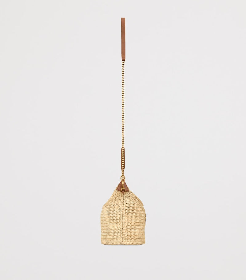 Saint Laurent raffia Gaby bucket bag with leather trims - British product
