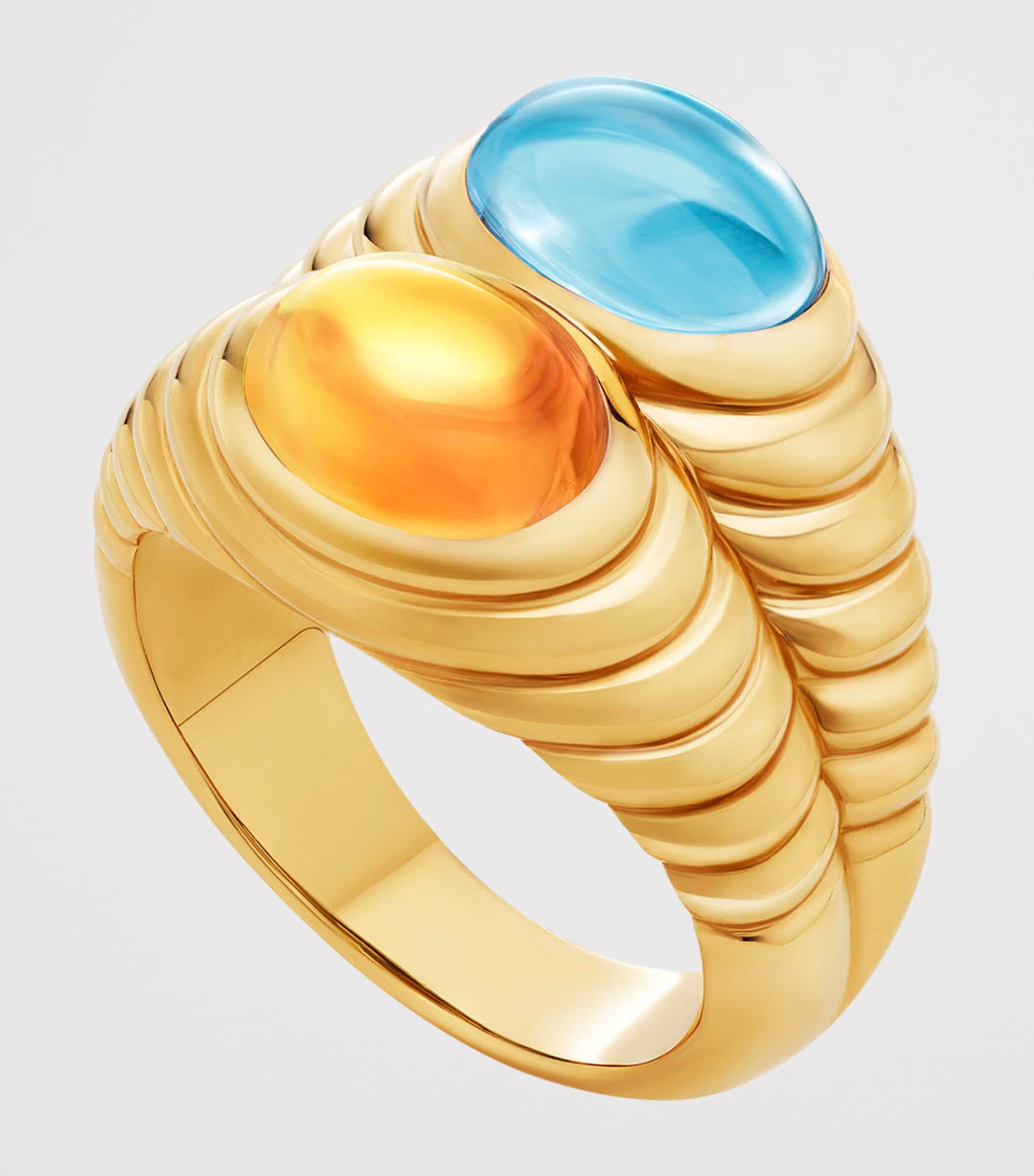 Bvlgari yellow gold topaz quartz ring - (British brand)