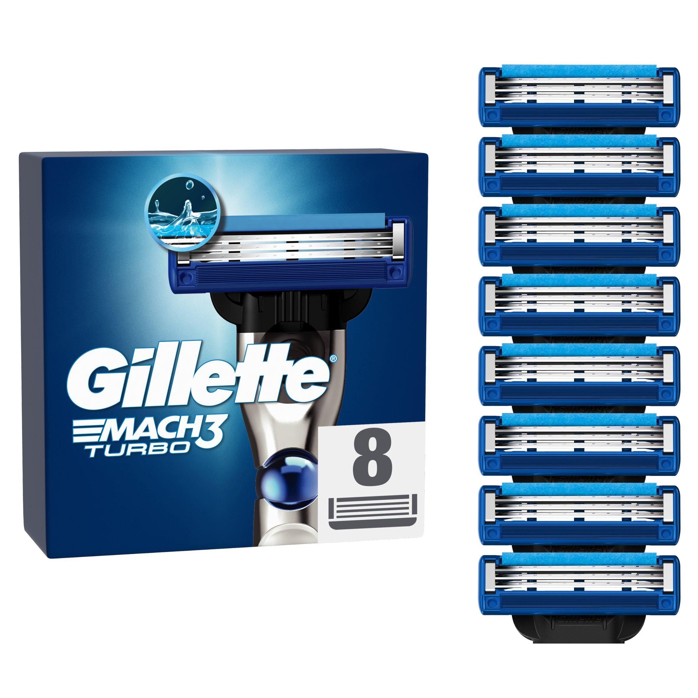 Gillette Mach 3 Turbo Razor Blades x8 men's razors & blades Sainsburys   