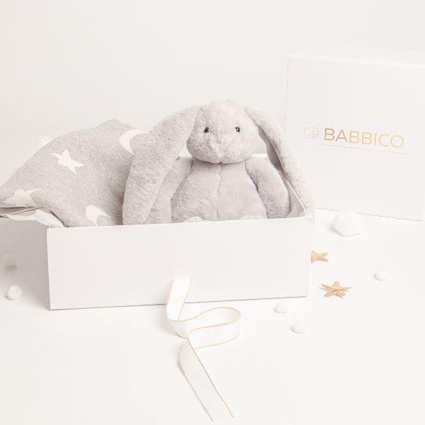 Babbico Grey Bunny And Grey Moon Star Blanket Baby Gift Set GOODS Superdrug   