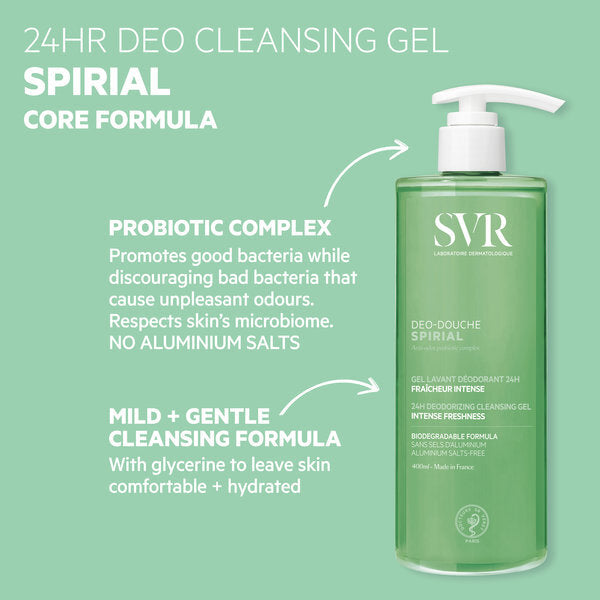 SVR Spirial deodorising shower gel 400ml (British brand)