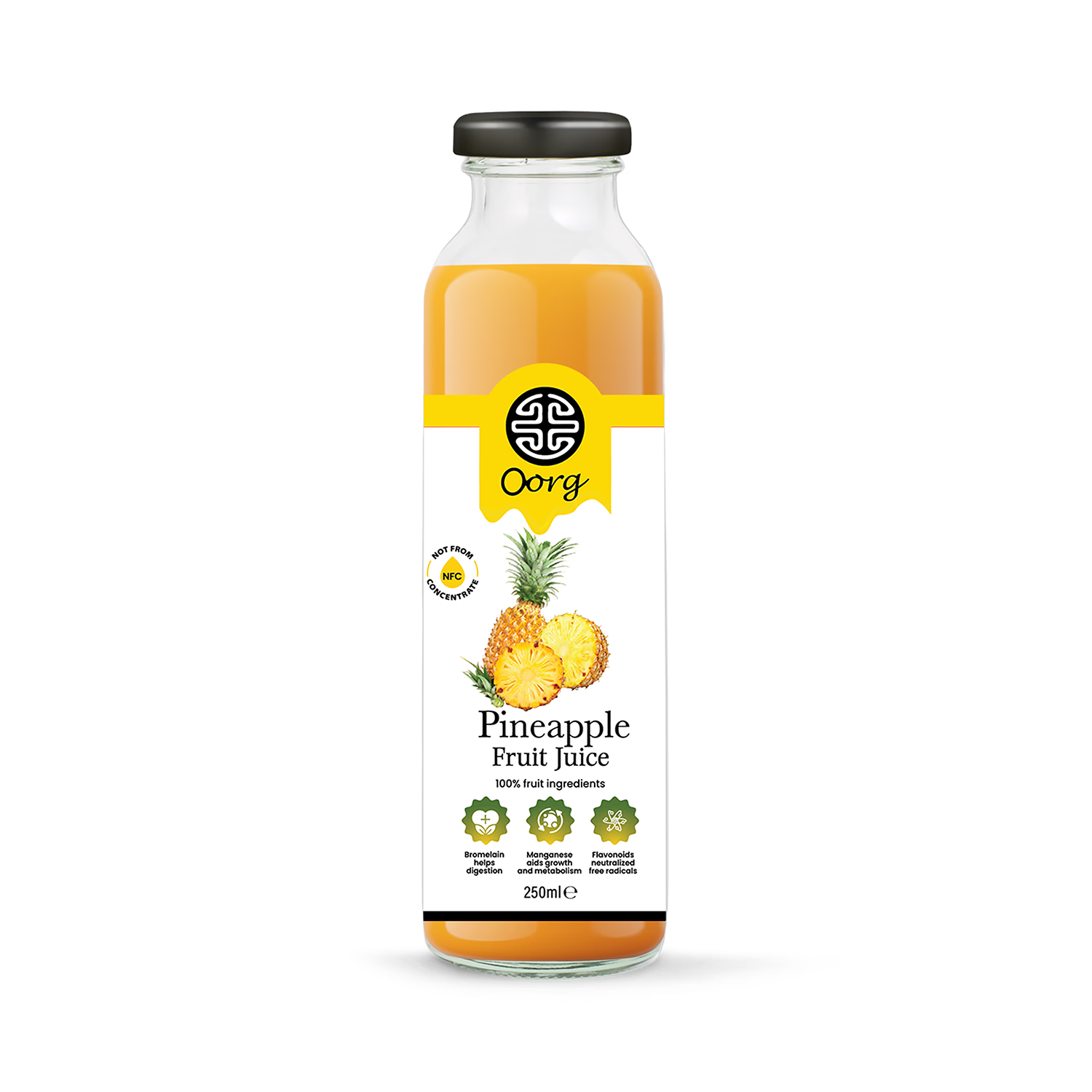 OORG natural pineapple juice 250ml x6, imported from the UK