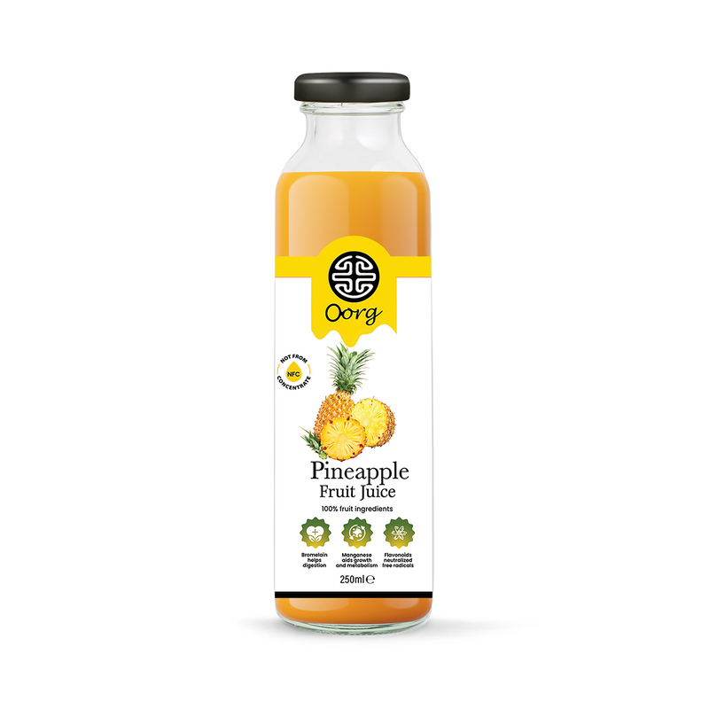OORG natural pineapple juice 250ml x6, imported from the UK