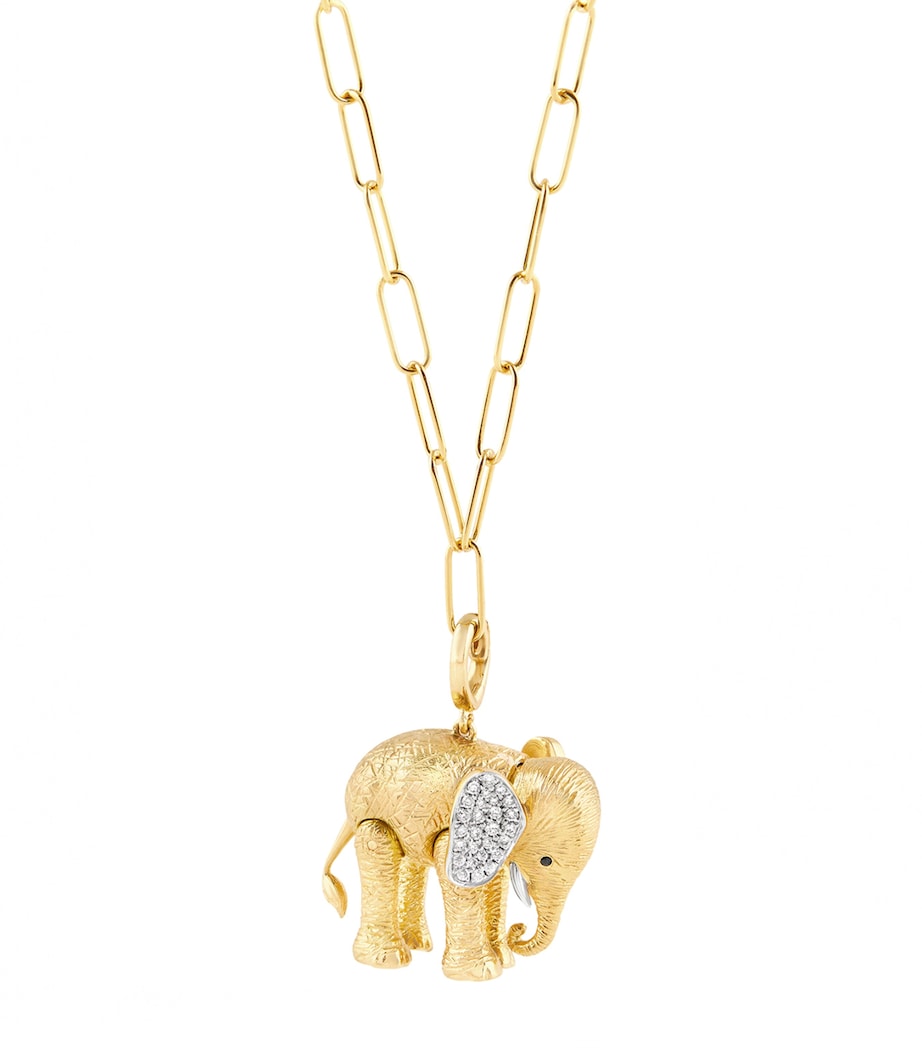 Annoushka Mother Elephant charm yellow gold diamond, imported from the UK
