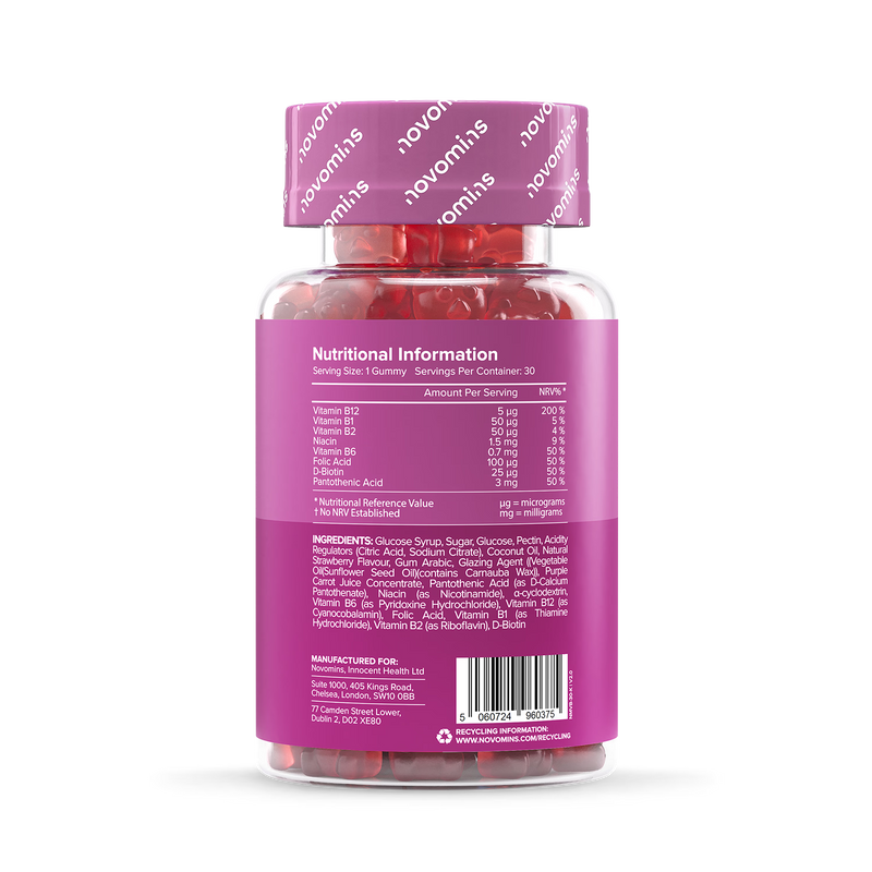 Novomins kids B12 strawberry gummies 30 count, UK version