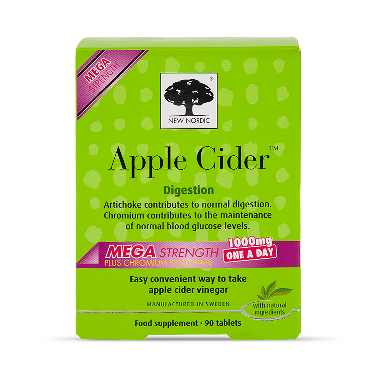 New Nordic Apple Cider Vinegar 1000mg 90 Tablets, imported from the UK
