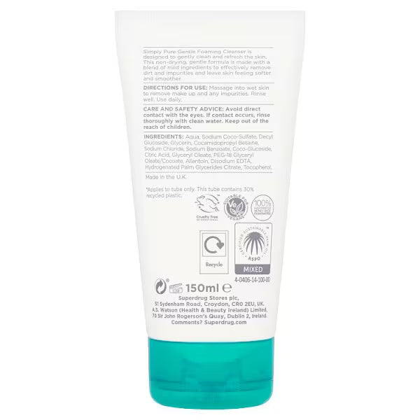 DNR simply pure gentle foaming cleanser 150ml - British product