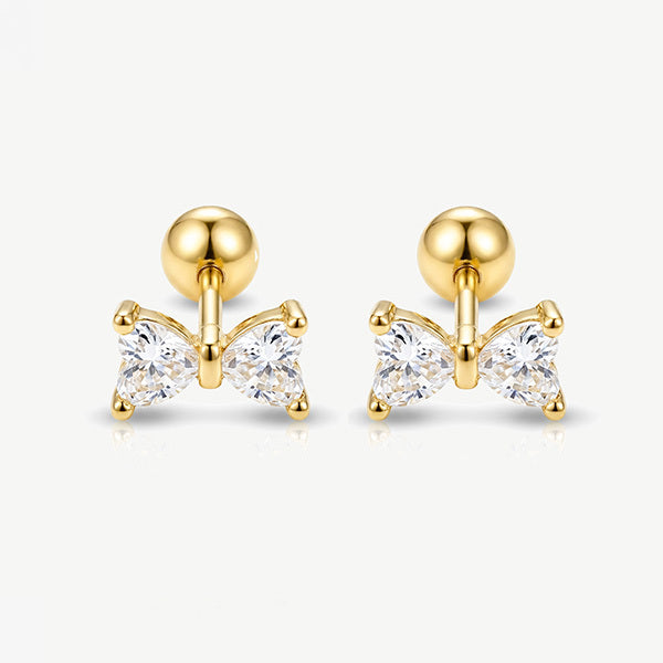 MUCHV bow earrings 18k gold or silver, imported from the UK