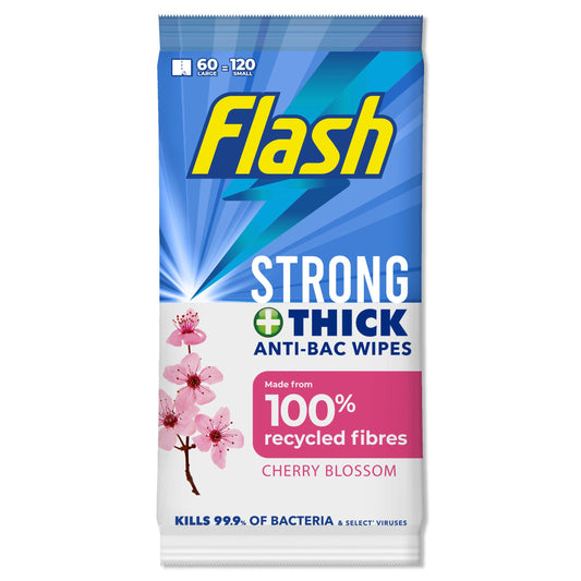 Flash Cleaning Wipes Blossom Antibacterial x120 essentials Sainsburys   