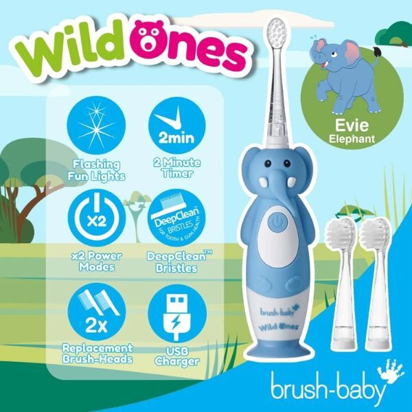 Brush Baby WildOnes™ Elephant Kids Rechargeable Toothbrush GOODS Superdrug   