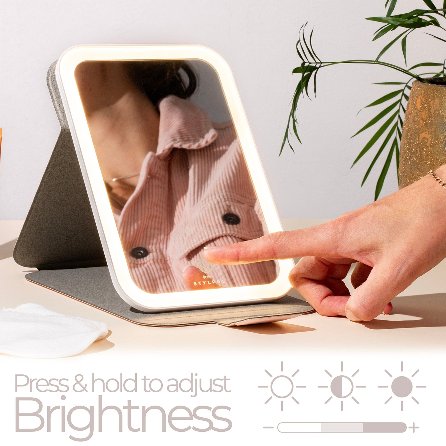 Stylpro On Tour Petite Travel Mirror with LED lights, imported from the UK