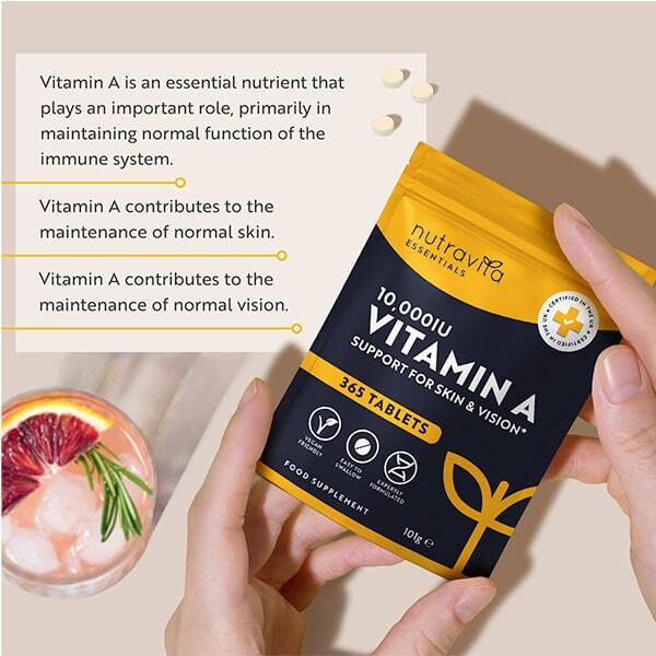 Nutravita vitamin A supplement 10,000 IU 365 tablets (British brand)